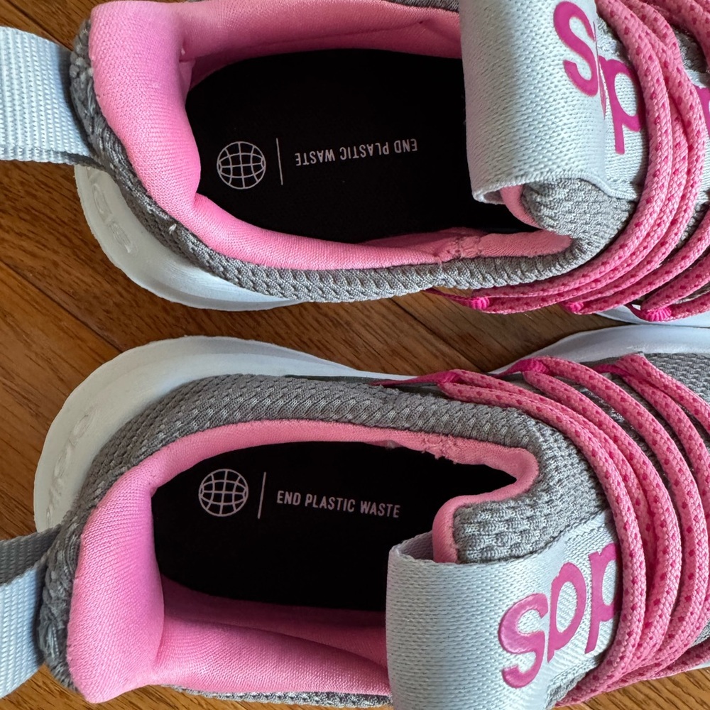 Adidas Kids' Pink and Gray Sneakers